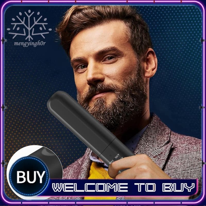 Alisador De Barba Para Homens : Escova Aquecida Sem Fio , Pente Quente Elétrico , Mini Alisadora Anti-Queimadura