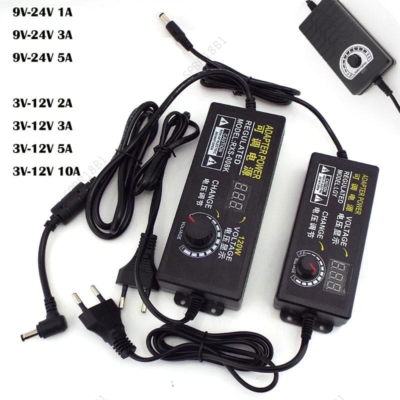 Carregador De Fonte De Alimentação Ajustável AC 220V Para DC 12V 9V 24V 9V-24V 3V-12V 1A 2A 3A 5A 10A Adaptador BR18B1