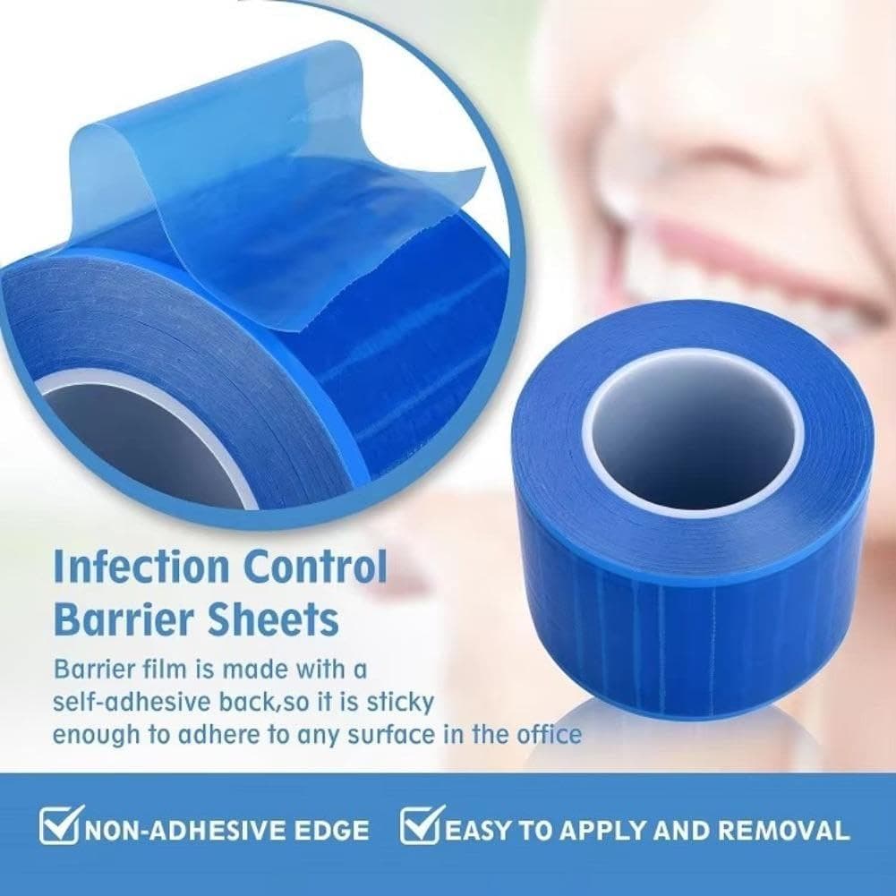 Filme Protetor Dental Descartável, Plástico Azul 100 Folhas/Rolo |   Material PE, rolo de 20m, forte adesão, remoção sem