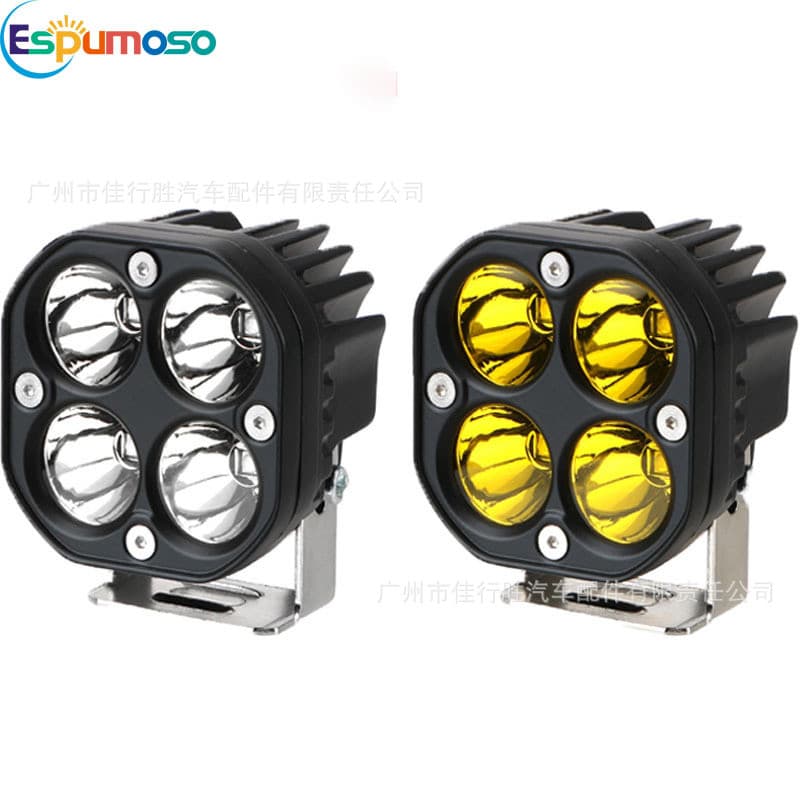 Farol para motocicleta 40W, farol em formato de trevo de quatro folhas modificado com LED de feixe alto e baixo