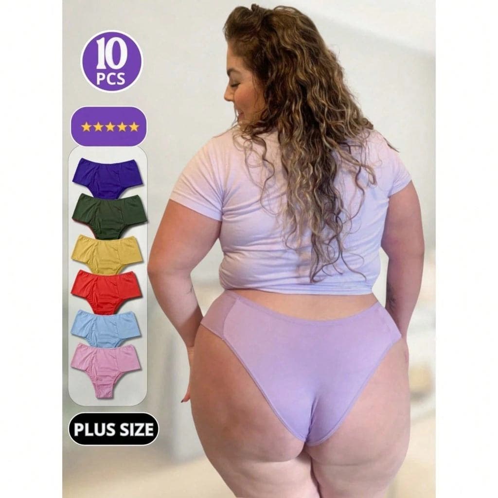 Kit com 10 Tangas Rebecca Plus Size com Pala Dupla Muito Confortável para o dia a dia