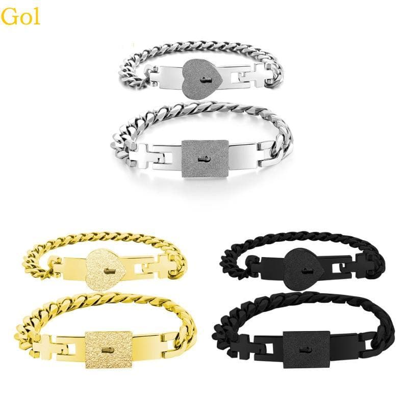 2 Pulseiras Casal Amante Da Trava Coração Para Pulseira Chave