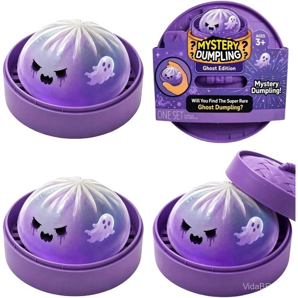 Brinquedo Squishy de Bolinho Fantasma, 4 peças, Squishy de Bolinho Fantasma Roxo Fofo de Halloween, Bolas Anti-stress pa