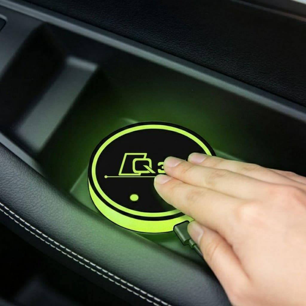 7 Cores Luz RGB Suporte de Copo LED Automotivo Acessórios para Carros For Audi Q3 Sportback Black Edition TFSI S