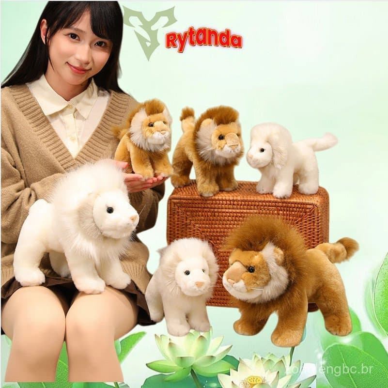 Brinquedo de Pelúcia Leão Rytanda, Almofada Macia Realista e Fofa para Crianças, Meninos e Meninas, Almofada de Animal R