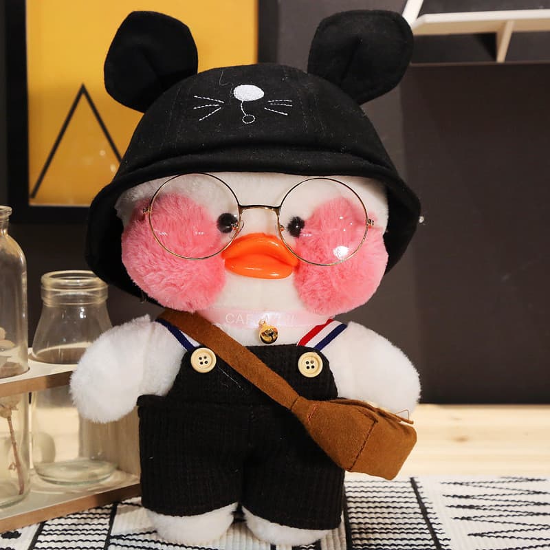 lalafanfan Patinho Amarelo de Pelúcia com Ácido Hialurônico e Óculos, Patinho de Papel Fofo para Meninas e Crianças KNHX