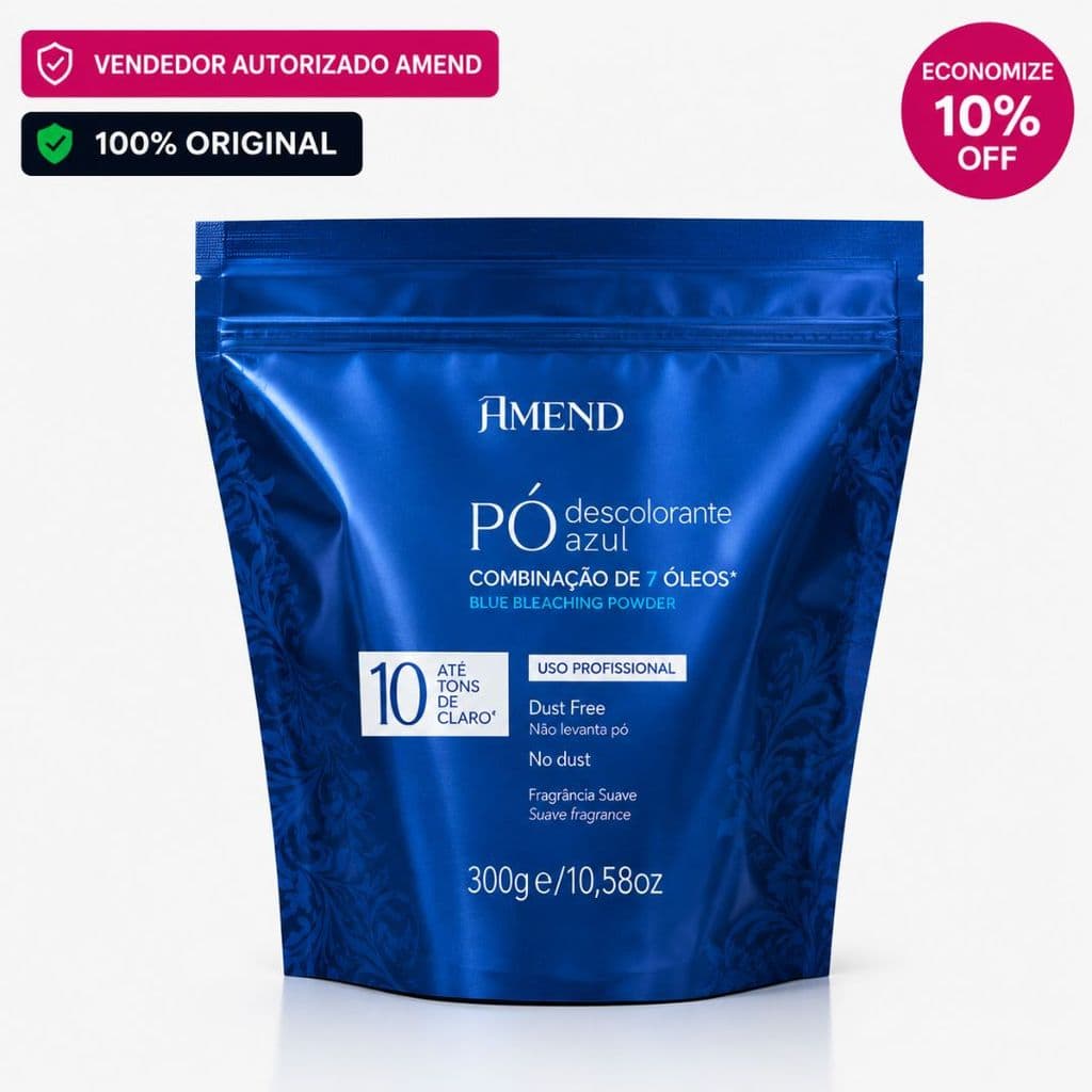 Pó Descolorante Rápido 12 Óleos Abre Até 10 Tons Amend Cosmetics - 300g Azul