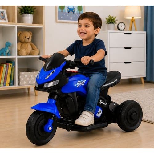 Moto Eletrica Infantil Veiculo Eletronico Azul Alta Velocidade Seguro Diversao