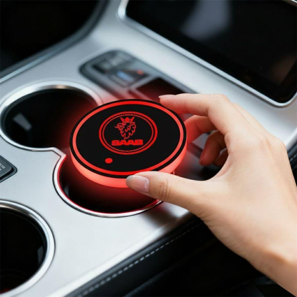 7 Cores Recarregável USB Tapete Porta Copos LED Artigos Automotivos For Saab 9-3 9-5 9-3X 9-4X 9-7X Turbo Aero