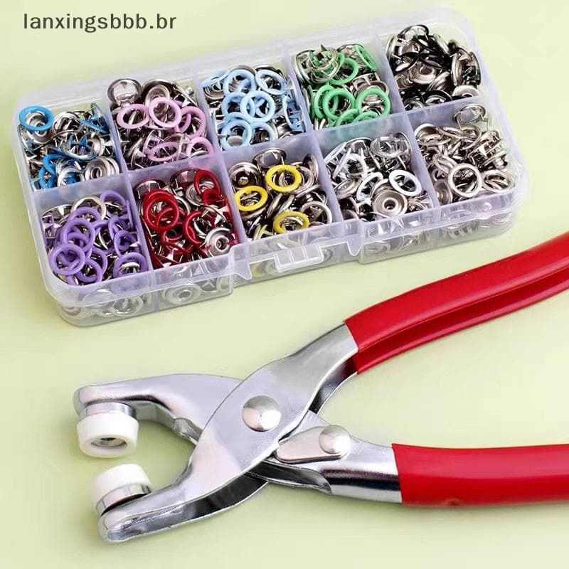 [LAX] Alicate Ferramenta + 50/100 Conjunto De Botões De Costura De Metal Oco Sólido Cinco Garras Bule Pressão Para Insta