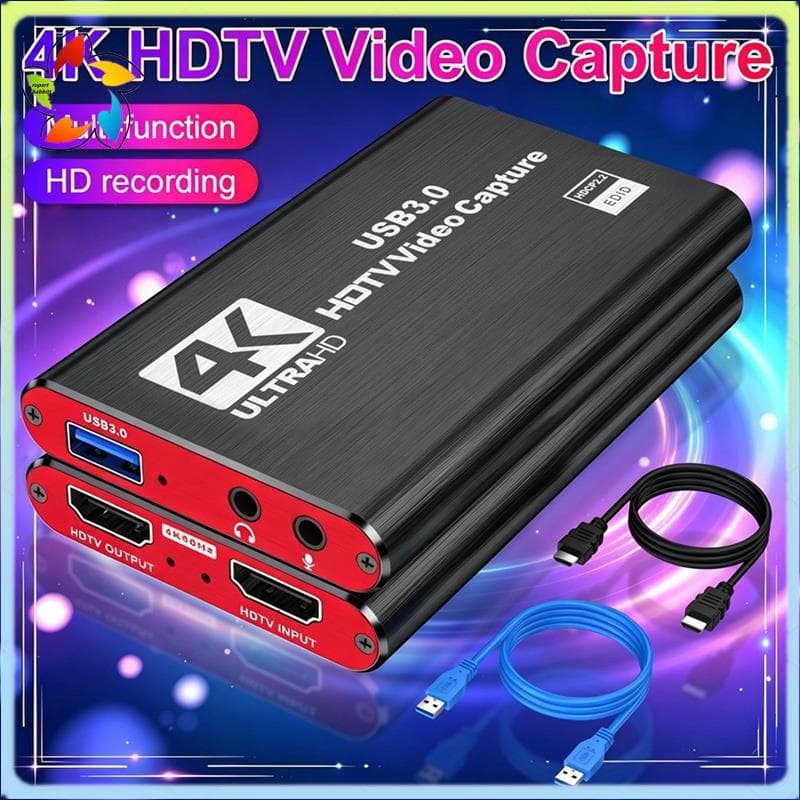 - Placa De Captura De Vídeo USB 3.0 4K 1080P HD Para Gravação De Jogos Em PC Gravador De Compatibilidade De Microfone De