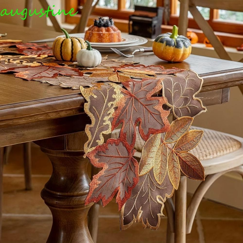 AUGUSTINE Maple Leaf Placemat , Design Oco Decorativo Folha De Bordo Bordado Corredor De Mesa , Estilo Rústico