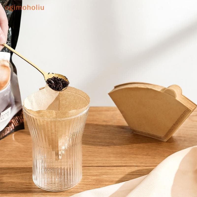 [GMH] 50/100 Unidades Filtro De Café Descartável Cone Papel Filtros Naturais Crus Despeje Em 4-6 Xícaras Cafeteira DCZ