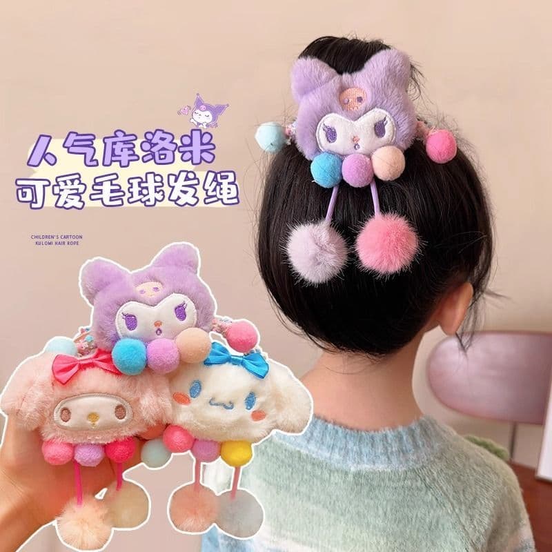Crianças bandana bonito dos desenhos animados elástico menina rabo de cavalo bola acessórios para o cabelo