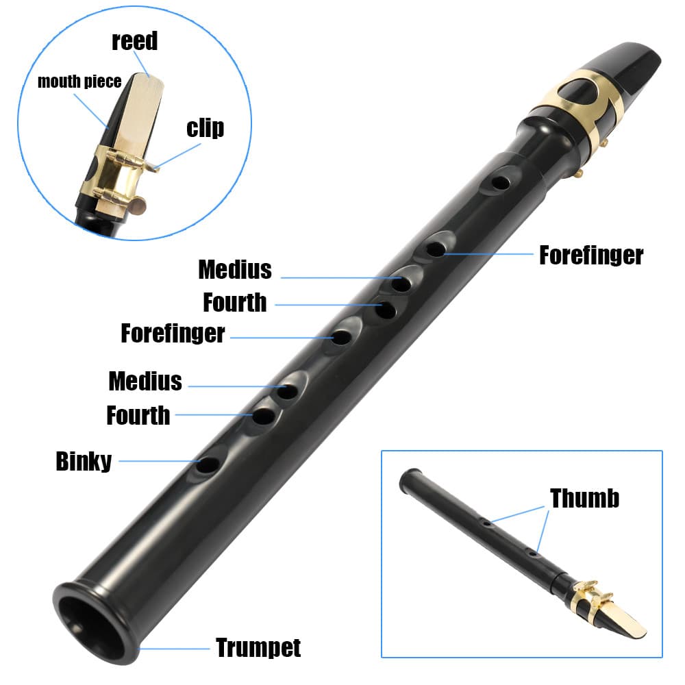 Borlyn-br Black Pocket Sax Mini saxofone portátil pequeno com bolsa de transporte instrumento de sopro