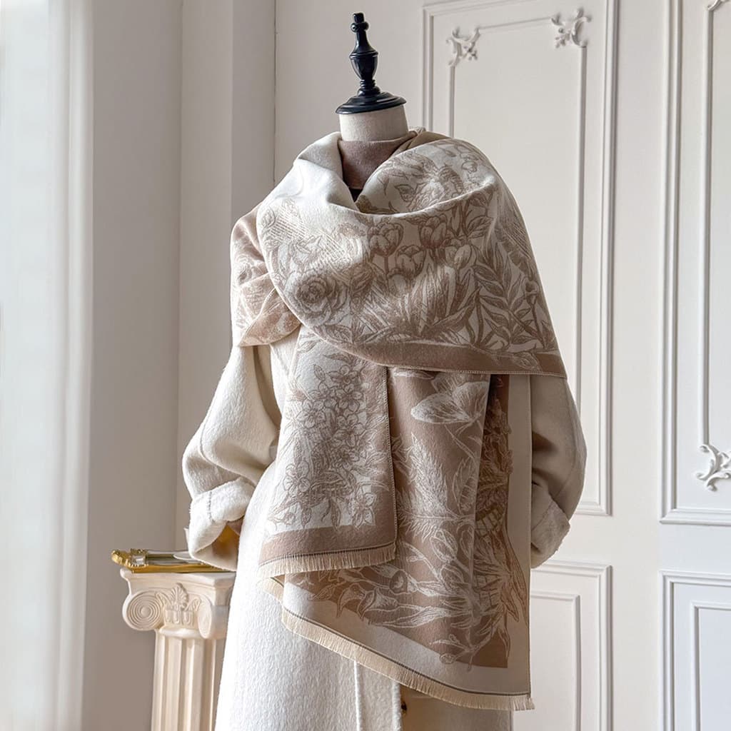 Novo francês Retro borboleta High-End sentimento imitação cachecol outono inverno engrossado exterior quente escritório
