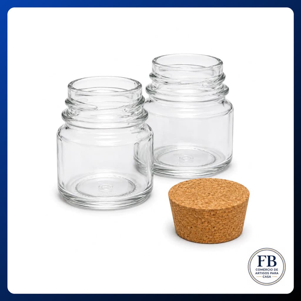 Kit 12/20 Mini Potinhos de Vidro 40ml Rolha Cortiça Lembrancinhas Mini Velas Artesanato