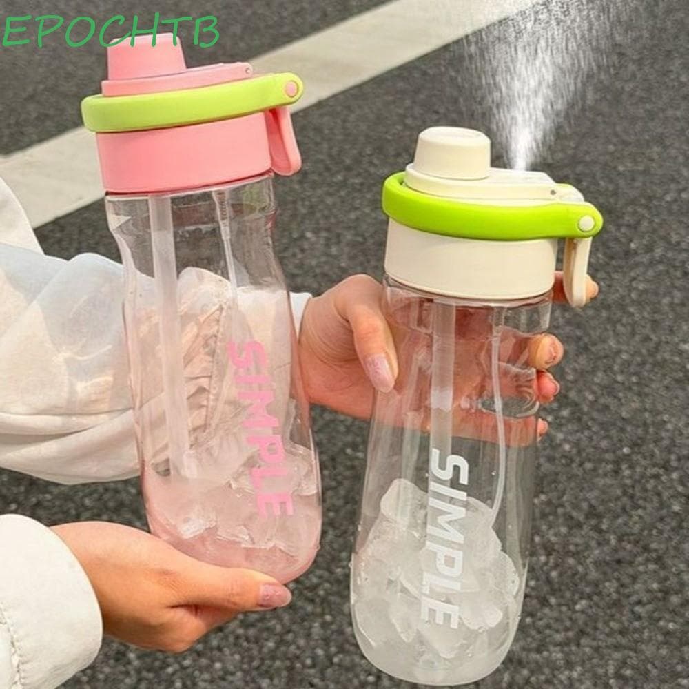 Garrafa De Água EPOCHTB , 750ml Com Garrafas De Palha , Copo Portátil Durável À Prova De Vazamento Para Academia