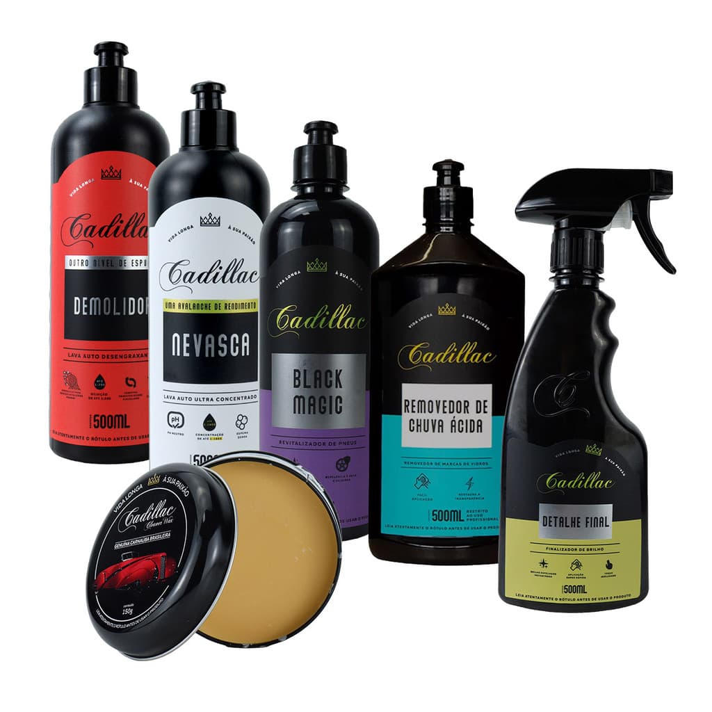 Kit Lavagem Automotiva Nevasca Demolidor Cleaner Wax Black Magic Cadillac Estética Automotiva