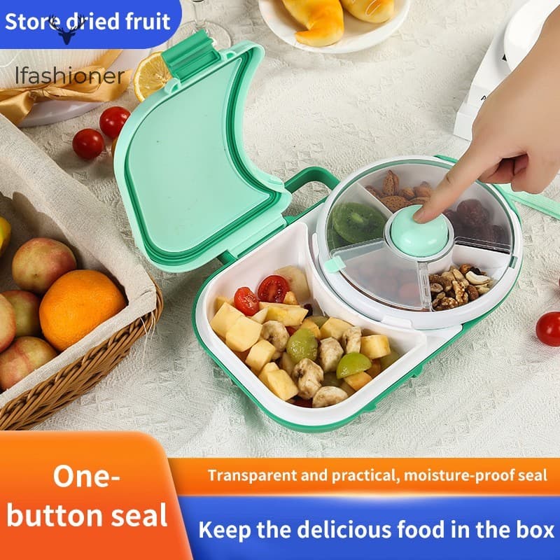 Lancheira Bento Com Divisor Giratório-6 Compartimentos Para Lanches Sanduíche De Frutas