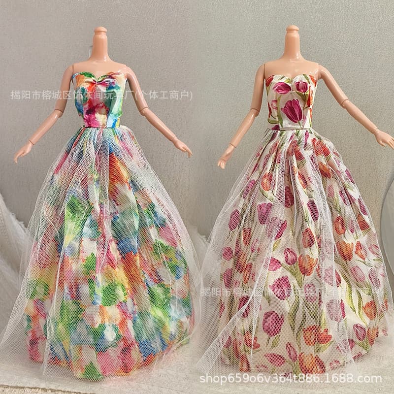 Vestido De Boneca De 30 Cm , Saia Fashion , Macacão Francês Floral , Brinquedo De Vestir De Princesa