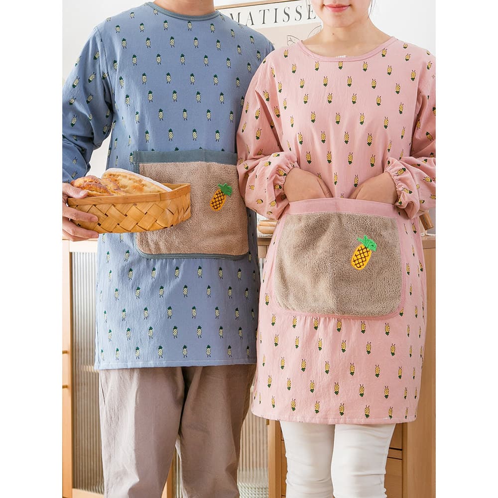 Avental de cozinha doméstica macacão moda feminina bonito abacaxi influenciador à prova dwaterproof água à prova de óleo