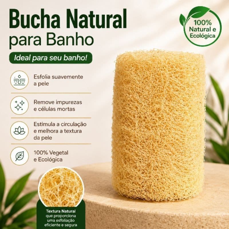 Kit 2 Buchas Vegetais Naturais Grandes 18cm Bucha de Banho Esfoliante Corporal Limpeza de Pele Fibra Natural Banho Spa