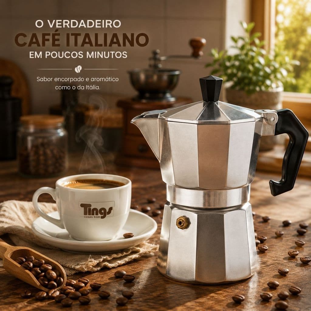 Cafeteira Italiana Moka Alumínio 150ml Para 3 Xícaras De Café Expresso Gourmet Com Design Premium