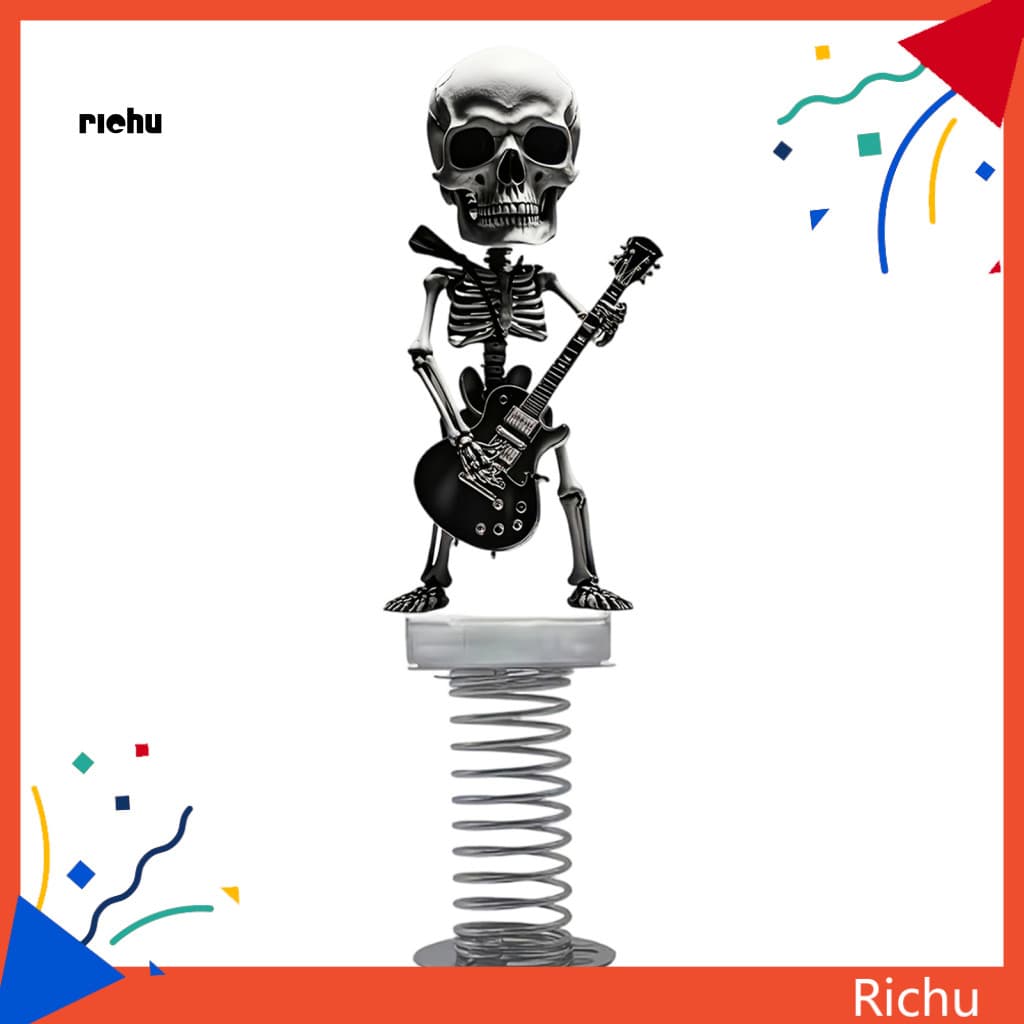 Stylish Car Hangings Wear-resistant Decor Skull Spring Ornament Acrylic Dashboard Swaying Skeleton Accessory for Vehicle