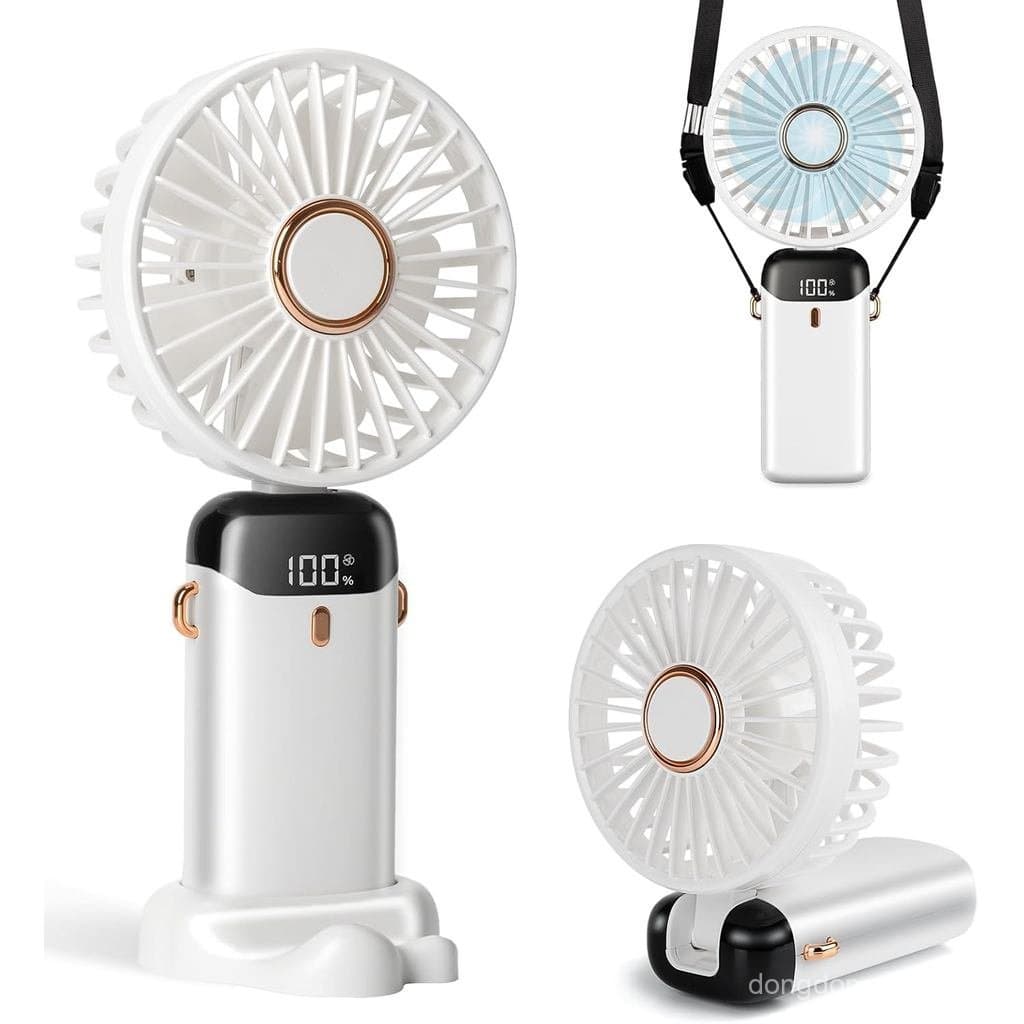 Ventilador Portátil de Mão, 12 horas, Ventilador Portátil Atualizado de 3200mAh com Display LED, 90 °   Dobrável, 5 Velo
