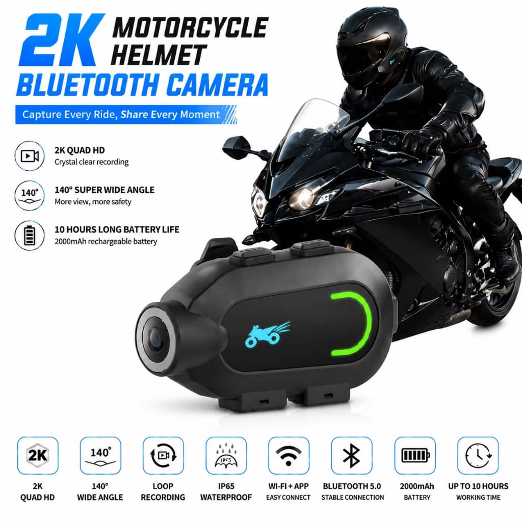 2K HD 1080P Capacete De Motocicleta 30FPS Gravador De Vídeo DVR Dashcam , App View Download Streaming , Filme De Baixa L