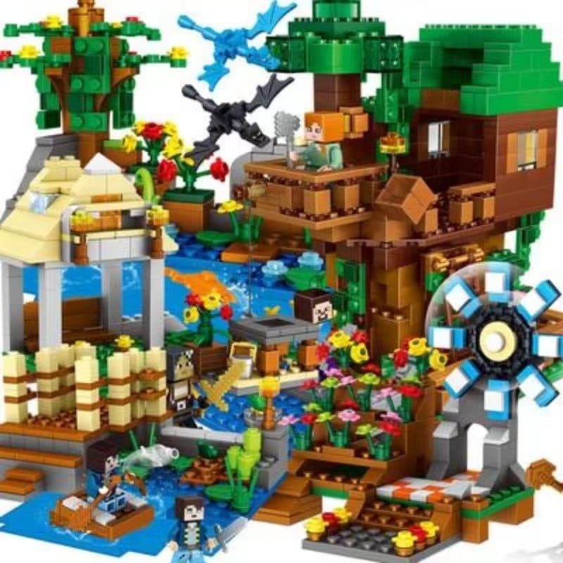 1435 PCS Conjunto de Blocos de Construção Educativos Meu Mundo Lego Casinha na Árvore Moinho de Vento Brinquedo Educat