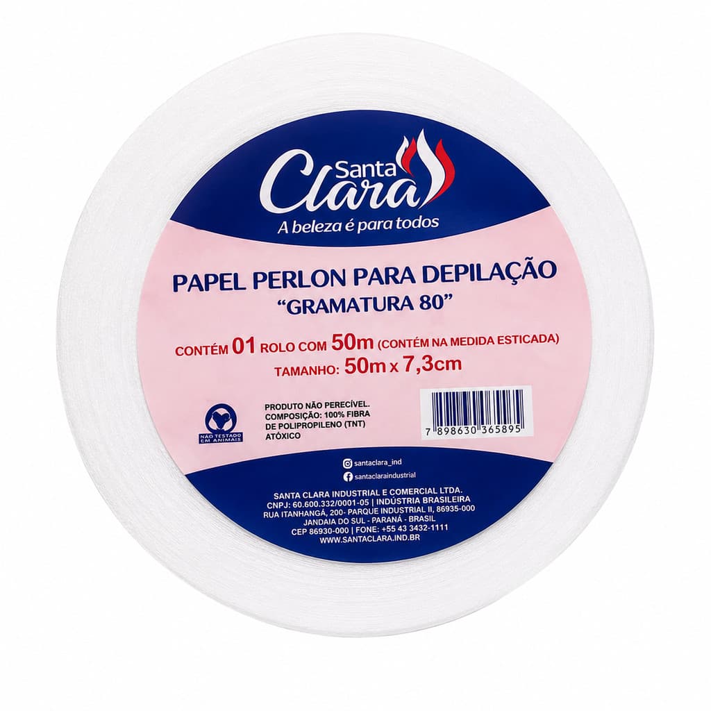 Papel Perlon Para Depilação Gramatura 80 Rolo 50m Santa Clara