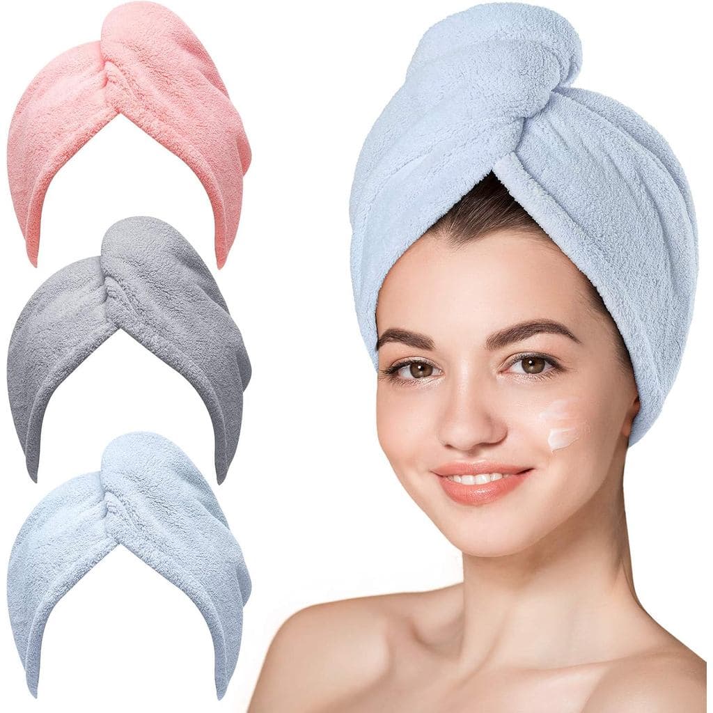 Toalha de Cabelo de Microfibra Hicober, Toalhas de Cabelo de Secagem Rápida para Mulheres, Turbante Leve e Macio para Ca