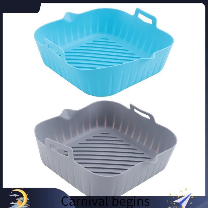[eileenj3] 2 Peças Grande Fritadeira De Ar Forro De Silicone Pote Reutilizável Cesta De Resistente Ao Calor Antiaderente