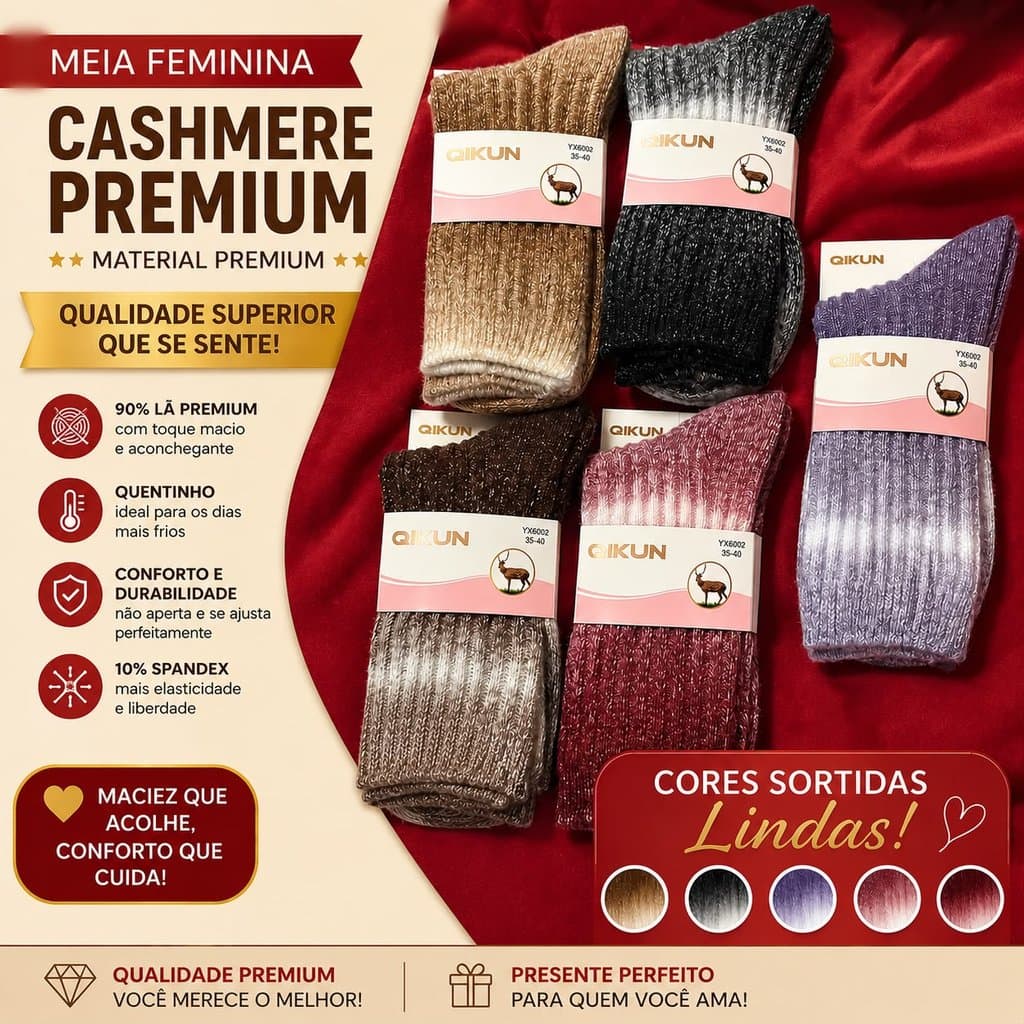MEIA FEMININA CASHMERE PREMIUM