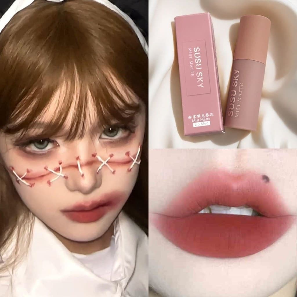 Cos Halloween Maquiagem Nude Color Series Leite Damasco Lip Glaze Batom Fosco Lama Leite Chá Vermelho Marrom Nicho Barat