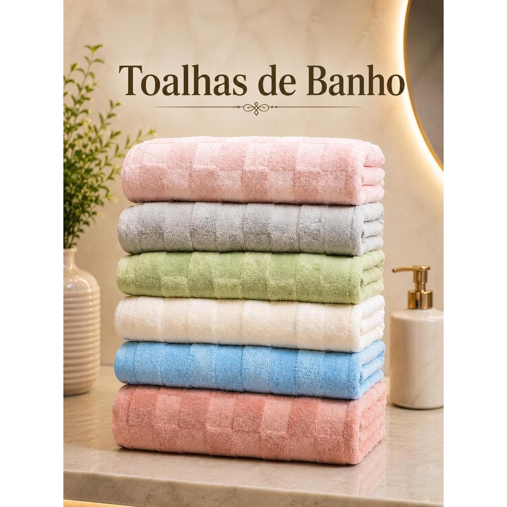 Kit Toalha Super Macia 140x70cm Grande Absorvente Toque Aveludado Banho Macia Premium Secagem Rápida Luxo