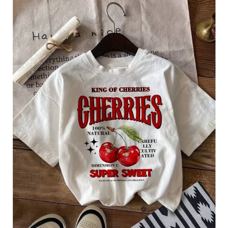 Cropped Cherries Cereja Feminino Algodão Estrelinhas Super Sweet