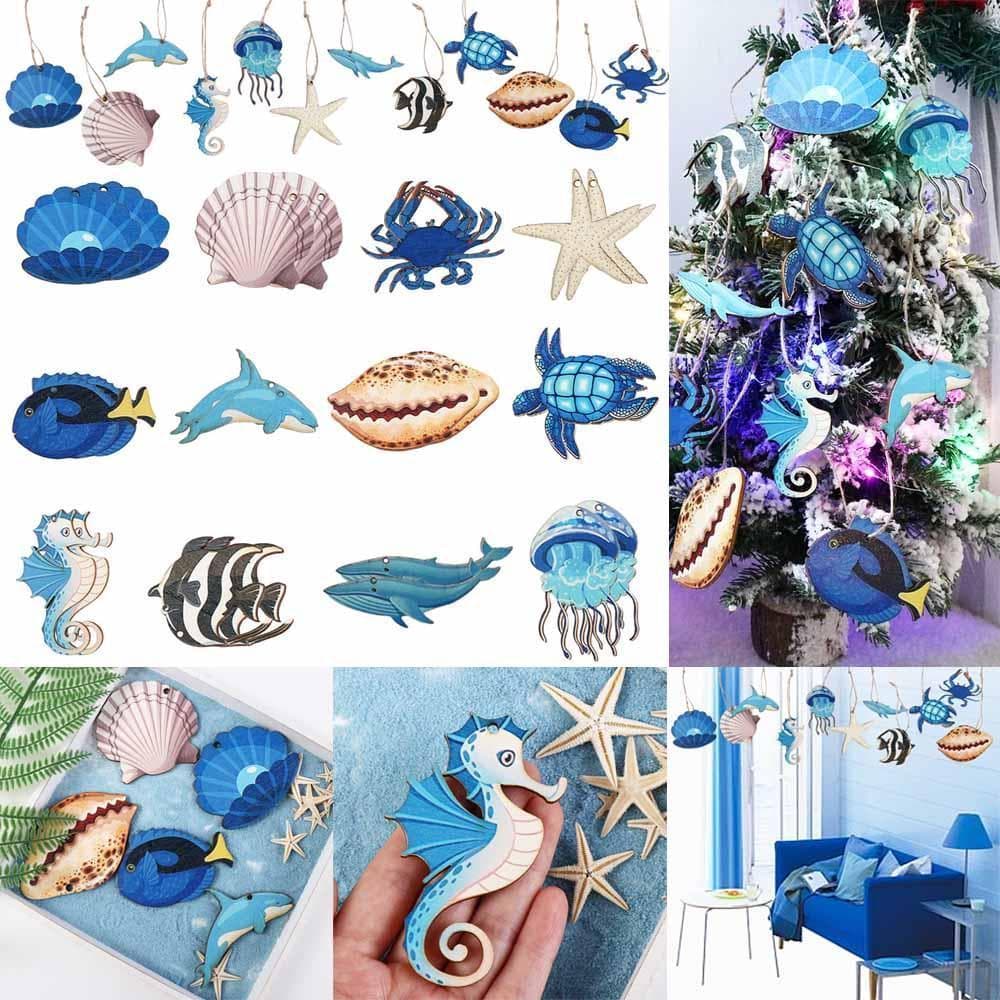 AHMVEX 24 Peças De Ornamento De Suspensão De Animais Marinhos , Pingente Temático De Oceano Com Tema , Concha De Estrela
