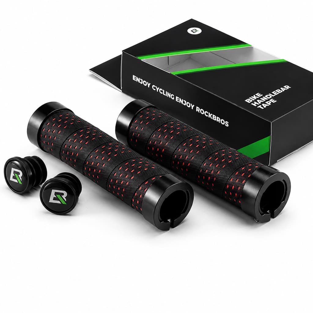 Manopla Bike MTB Rockbros Com fita TPM I Trava em Aliminio I Plug de acabamento I Cores 130 mm Confort Premium