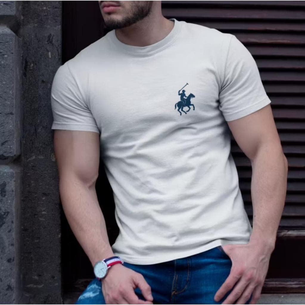Camisa Masculina polo cavalo Basica Estampada Algodao Barata
