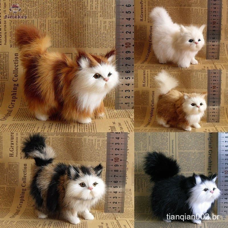 Simulação Mini Boneca De Pelúcia Gato Imitação De Brinquedos Recheados Com Animais