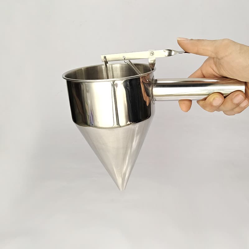 Funil para fazer takoyaki, cone de aço inoxidável removível com suporte, dispensador de molho de chocolate, ferramenta p