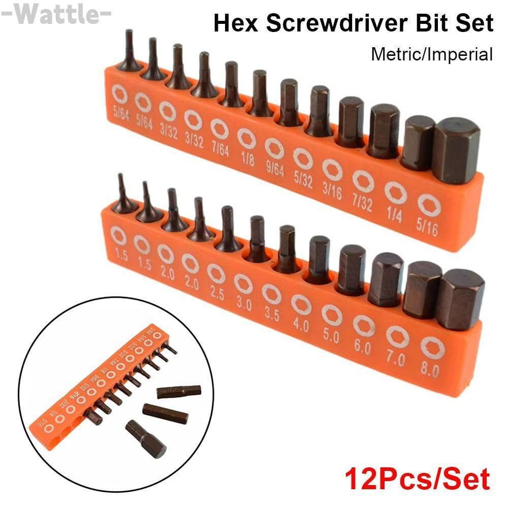 Conjunto De Bits De Chave De Fenda Hexagonal WATTLE 12 Unidades , Broca De Haste Liga De Aço S2 De 1/4 Pol . , Magnetlc