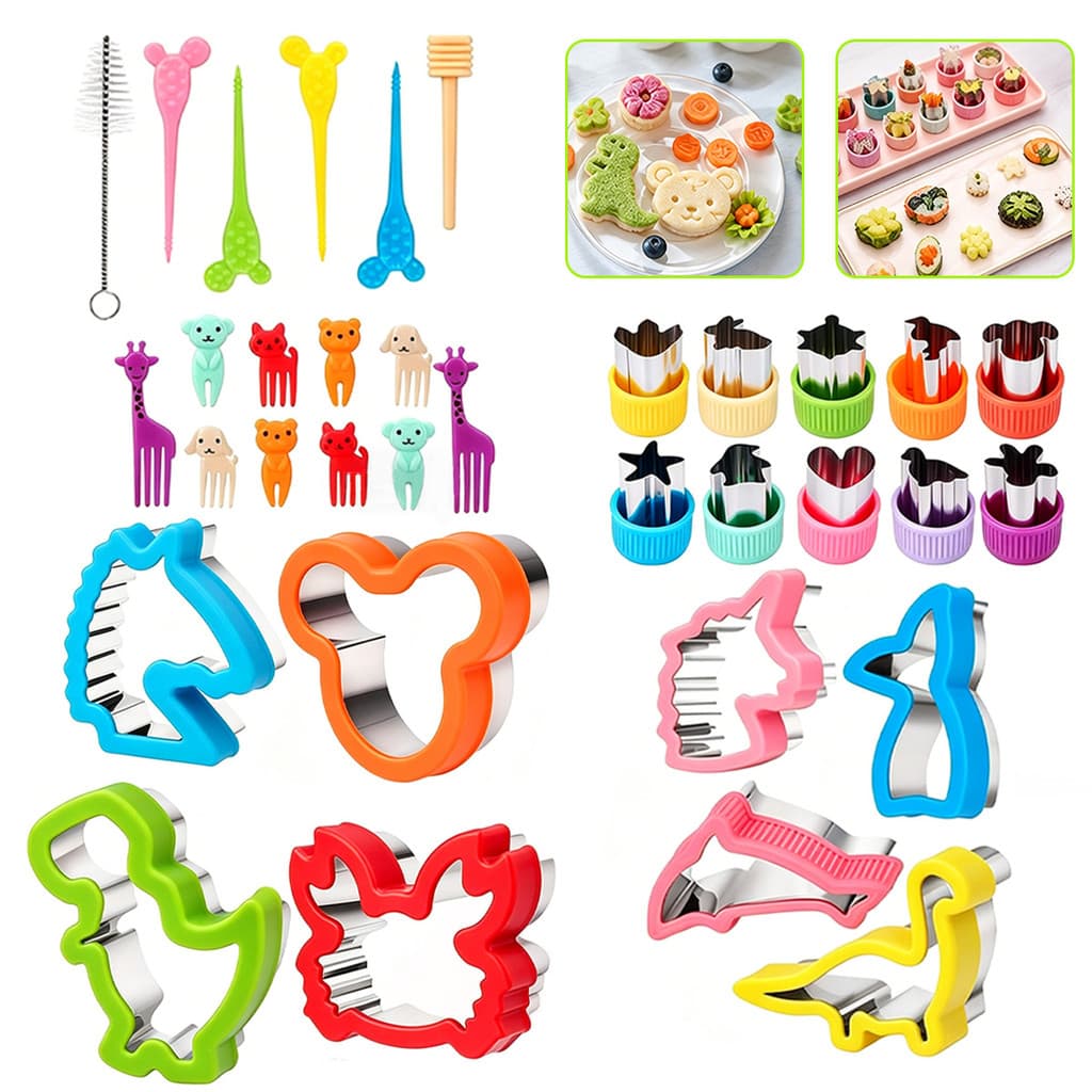 Kit 34 Peças Molde Corte Pão Sanduíche Infantil Frutas Cortador Cozinha Acessório