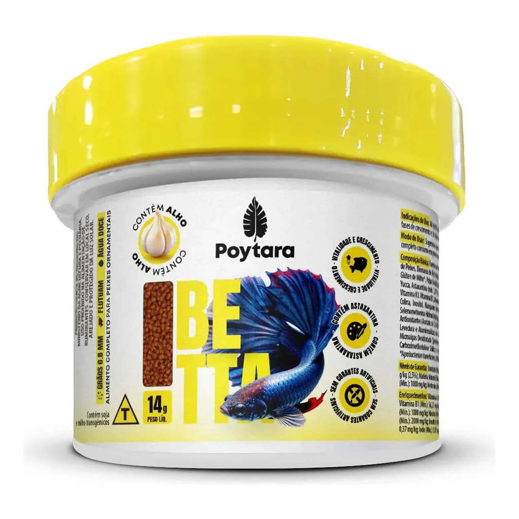 Raçao Para Peixe Beta Poytara Betta 14g Premium