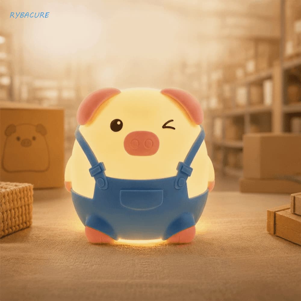 Luz Noturna De Silicone De Porco , Lâmpada De Companheiro De Sono Infantil Regulável Com Brilho Quente , Inteligente Em