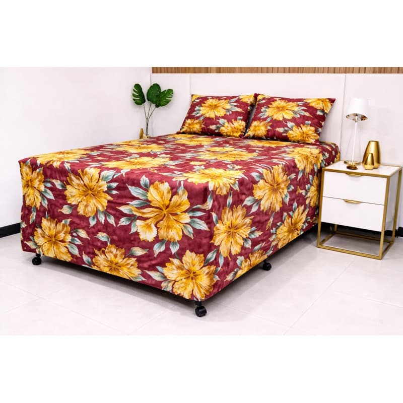 Kit Capa Protetora para Cama Box Casal Vest Luva Ajustável Malha Gel Estampado Floral 3 Peças Elástica Malha