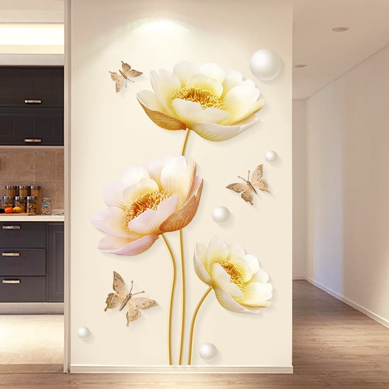 Adesivos de parede em forma de tulipa, papel de parede para decoração de sala de estar, adesivos de parede autoadesivos,